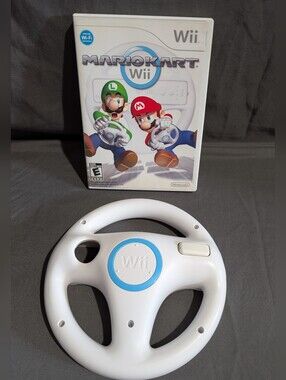 Mario Kart Video Game and Steering Wheel  Tested And Works Nintendo Wii